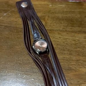 Faux leather wristwatch